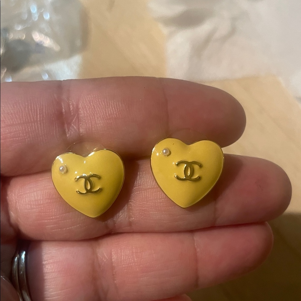 Yellow Heart Earrings